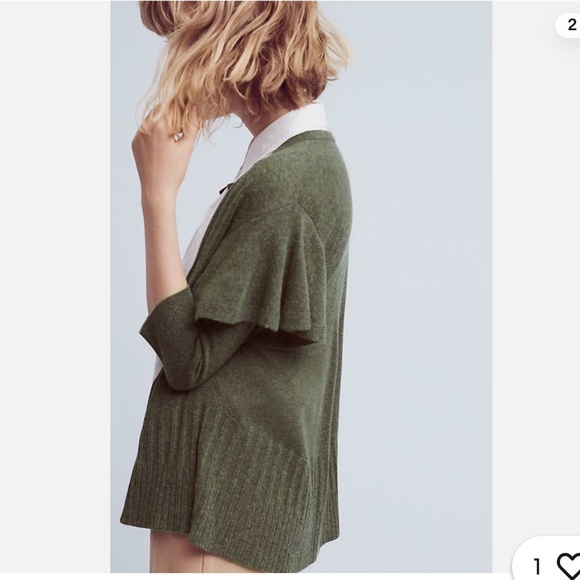 Anthropologie Ruffled Shoulder Cardigan Sweater by Left of Center - Picture 5 of 8